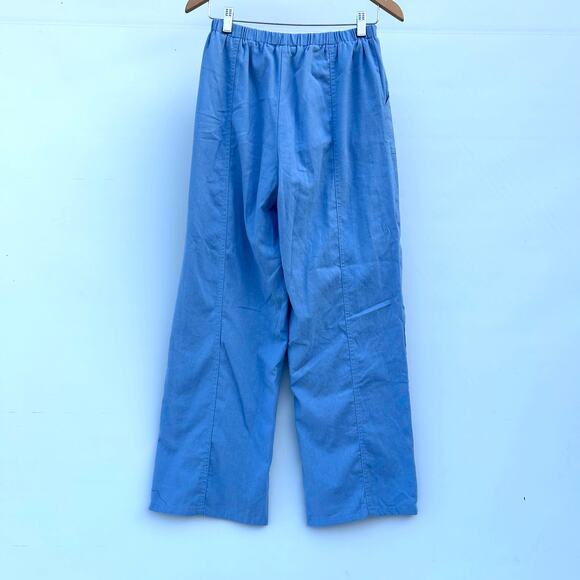 Yellow The Label Yllw Set Wide Leg Pants Crop Blue Vacation Co-Ord Medium Small - Picture 9 of 14